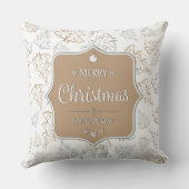 ブラウンとシルバーのエレガントクリスマスツリーのパターン クッション (裏面)