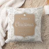 ブラウンとシルバーのエレガントクリスマスツリーのパターン クッション (ブランケット)