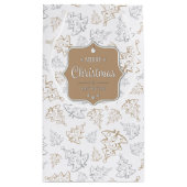 ブラウンとシルバーのエレガントクリスマスツリーのパターン スモールペーパーバッグ (裏面)