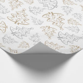 ブラウンとシルバーのエレガントクリスマスツリーのパターン ラッピングペーパー (角)