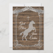 ブラウンとシルバーのメキシコのバプテスマのチャロ招待状 招待状 (裏面)