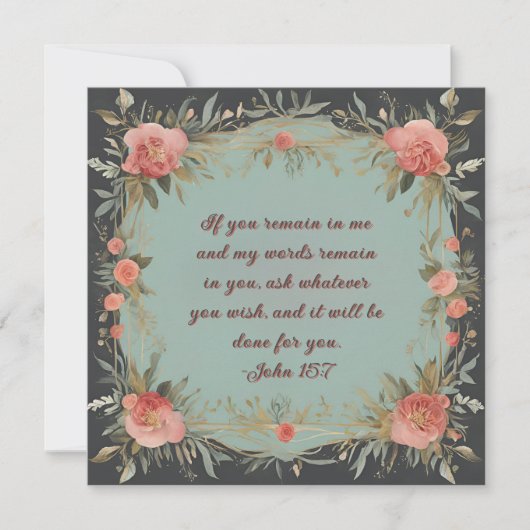ブラウンとセージのフローラフレーム聖書の聖句 シーズンカード (正面)