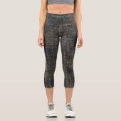 ブラウンとタンのファイバーブレンド：パーソナライズされたロゴと文字 カプリレギンス (正面)