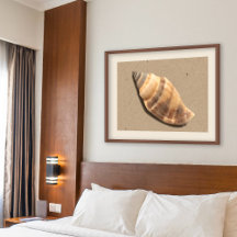 ブラウンとタンストライプのコンチシェルプリント