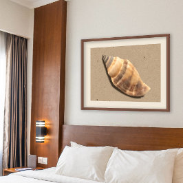 ブラウンとタンストライプのコンチシェルプリント ポスター