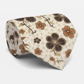 ブラウンとタンフェイク刺繍 ネクタイ (ロール)
