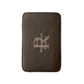 ブラウンとタン名前のモノグラム バスマット (正面縦)