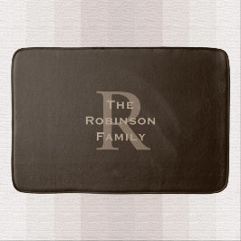 ブラウンとタン名前のモノグラム バスマット