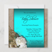 ブラウンとターコイズブルーの民族の赤ちゃん女の子のシャワー 招待状 (裏面)