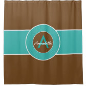 ブラウンとターコイズ シャワーカーテン (正面)