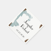 ブラウンとティール(緑がかった色)アールデコポ結婚スナプキン スタンダードカクテルナプキン (角)