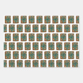 ブラウンとティール（緑がかった色）チョコレートケーキ誕生日 ラッピングペーパーシート (正面3)