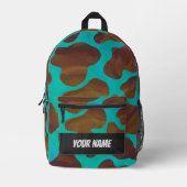 ブラウンとテール 牛柄 モノグラム プリントバックパック (正面)