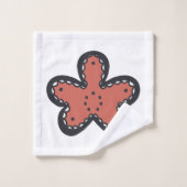 ブラウンとピンクとスカンジナビアのパターン バスタオルセット (ウォッシュタオル)