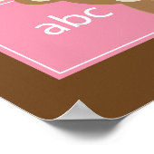 ブラウンとピンクのクマの子供用壁飾り ポスター (角)