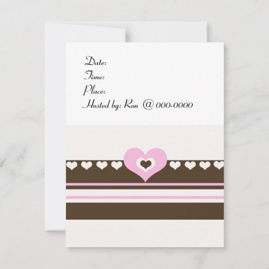 ブラウンとピンクのストライプ誕生日招待状 招待状 (裏面)