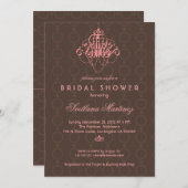 ブラウンとピンクのブエレガントライダルシャワーの招待3 招待状 (正面/裏面)