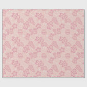 ブラウンとピンクの可愛いモダンクリスマス ラッピングペーパー (フラット)