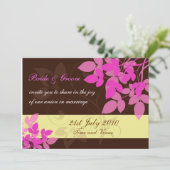 ブラウンとピンクの結婚式招待状 招待状 (スタンド正面)