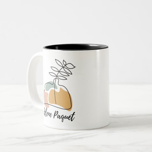 ブラウンとピンクの美学フローラマグカップ ツートーンマグカップ (正面左)