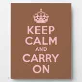 ブラウンとピンクのKeep Calm and Carry On フォトプラーク (正面)