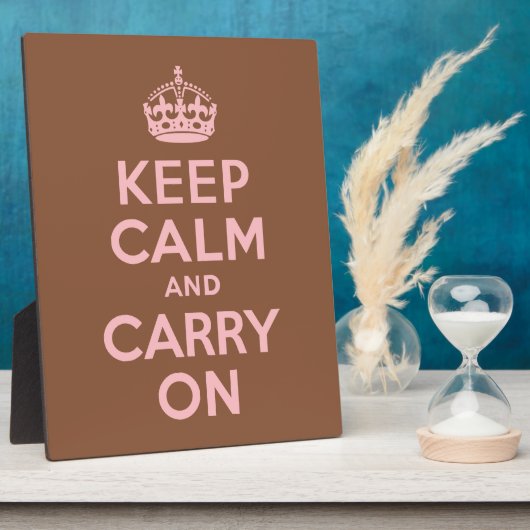 ブラウンとピンクのKeep Calm and Carry On フォトプラーク (側面)
