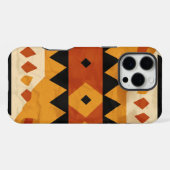 ブラウンとブラックのアフリカンデザイン背景 iPhoneケース (裏面横)
