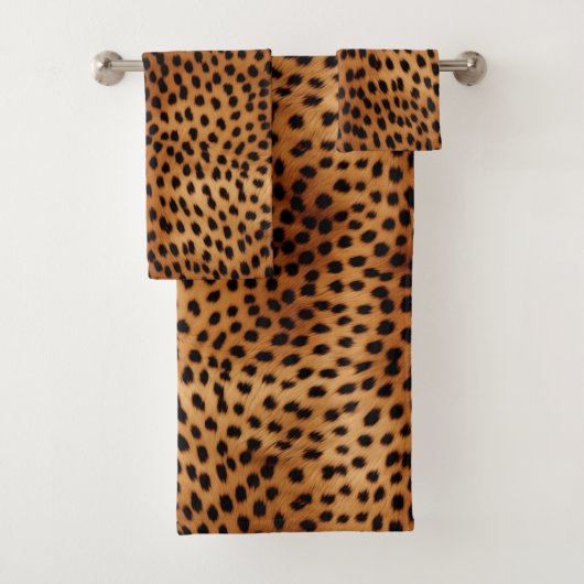 ブラウンとブラックのチーズアニマルプリント バスタオルセット (インサイチュ)