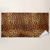 ブラウンとブラックのチーズアニマルプリント ビーチタオル (正面)