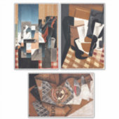 ブラウンとブラックの抽象芸術アートコラージシート シール (正面)
