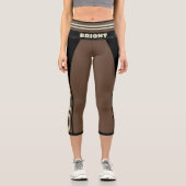 ブラウンとブラックレーシングストライプのテンプレート カプリレギンス (正面)