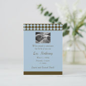 ブラウンとブルーのアーガイル発表(カスタマイズ可能) 案内ポストカード (スタンド正面)