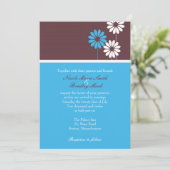 ブラウンとブルーのデイジー結婚式招待状 招待状 (スタンド正面)