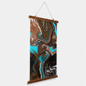 ブラウンとブルーのデジタル流体アートぶら下がったのタペストリー 吊り下げ型タペストリー (傾斜あり)