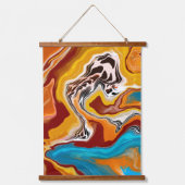 ブラウンとブルーのデジタル流体アート 吊り下げ型タペストリー (正面2)