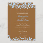 ブラウンとブルーの抽象芸術フローラ結婚式招待状 招待状 (正面/裏面)