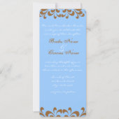 ブラウンとブルーの渦巻き旋回結婚式招待状 招待状 (正面)