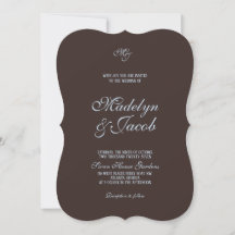 ブラウンとブルーの結婚式招待状