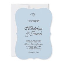 ブラウンとブルーの結婚式招待状