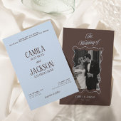 ブラウンとブルーの結婚式 招待状