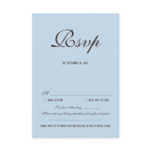 ブラウンとブルーの結婚式RSVPカード