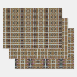 ブラウンとベージュのアーストーン ラッピングペーパーシート