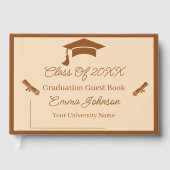 ブラウンとベージュのカスタマイズ可能な卒業 ゲストブック (正面)