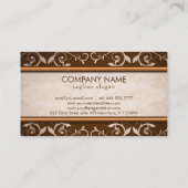 ブラウンとベージュのダマスク 名刺 (裏面)