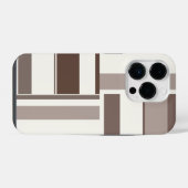 ブラウンとベージュの幾何学柄長方形 iPhoneケース (裏面横)