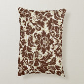 ブラウンとベージュヴィンテージフローラダマスク アクセントクッション (裏面(縦))