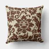 ブラウンとベージュヴィンテージフローラダマスク クッション (裏面)