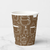 ブラウンとホワイトのコーヒーポットパーティーカップ 紙コップ (正面)