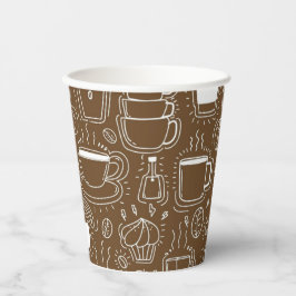 ブラウンとホワイトのコーヒーポットパーティーカップ 紙コップ
