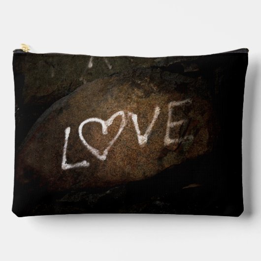 ブラウンとホワイトの愛 アクセサリーポーチ (正面)